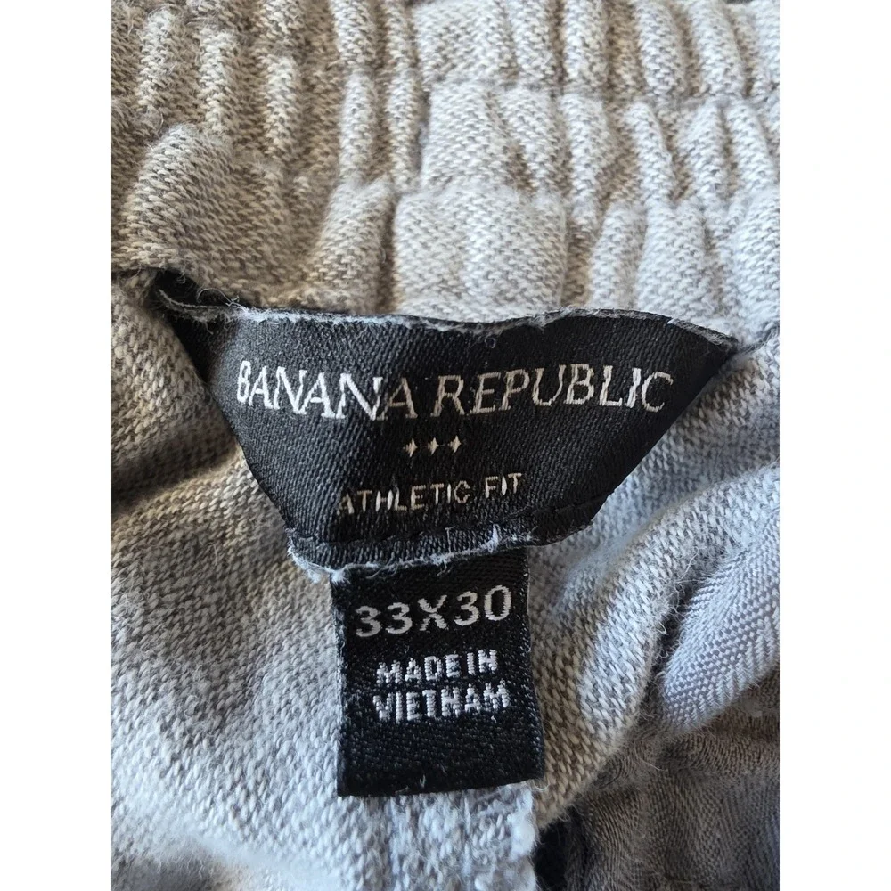 Banana Republic Men's Linen Cotton Pants 33x30 Grey Solid Casual Trousers
